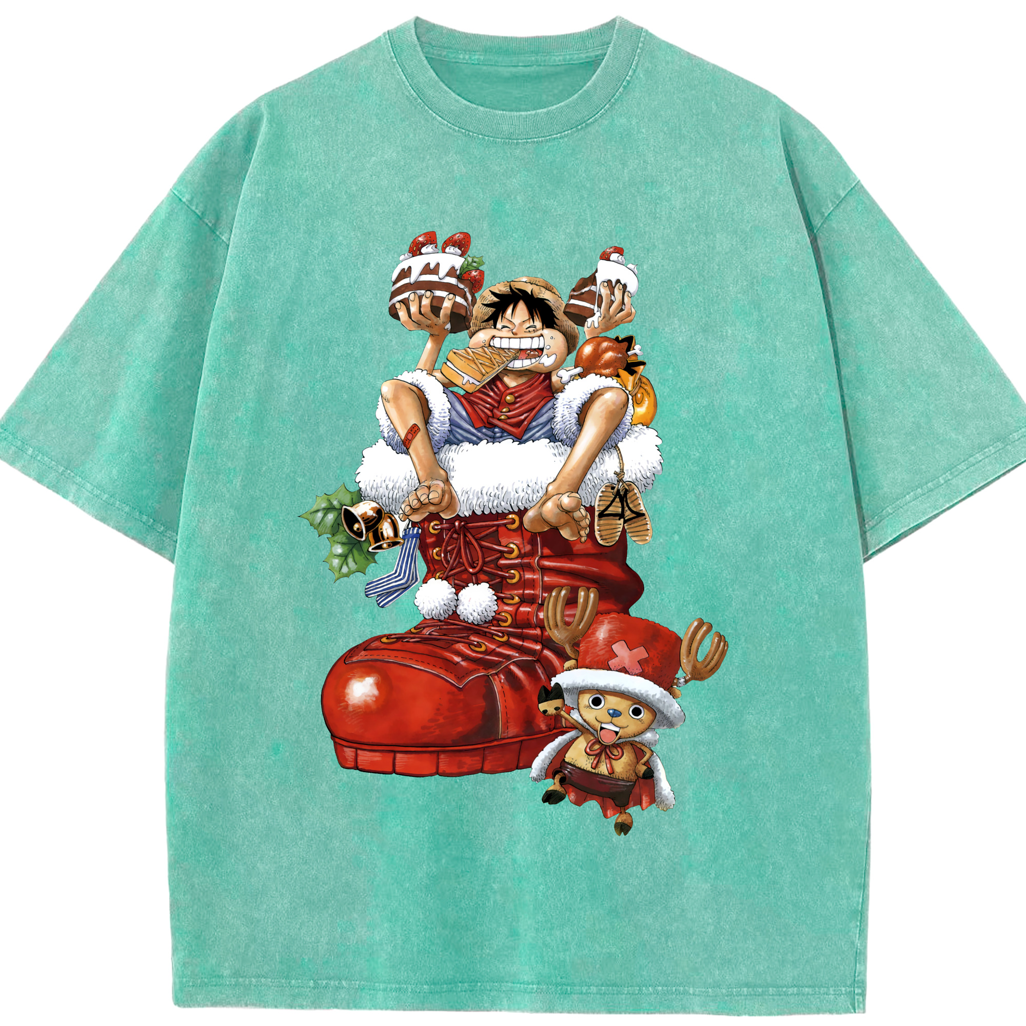 ワンピース モンキー・D・ルフィ ONE PIECE Monkey D. Luffy 綿100% ヴィンテージ風 半袖Tシャツ（フロントプリント）